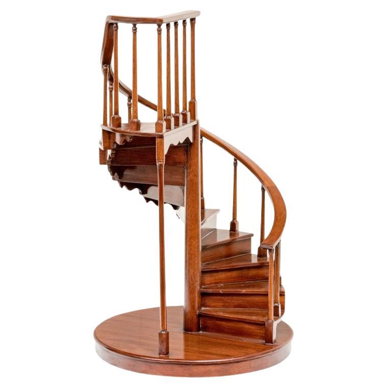 Fine Mahogany Miniature Spiral Staircase Attrib to Maitland Smith