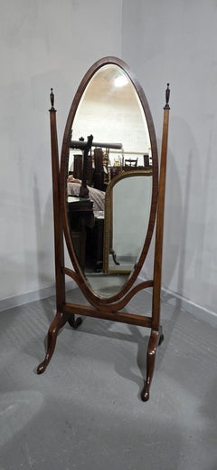 Fine Mahogany Oval Cheval Mirror
