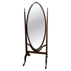 Fine Mahogany Oval Cheval Mirror