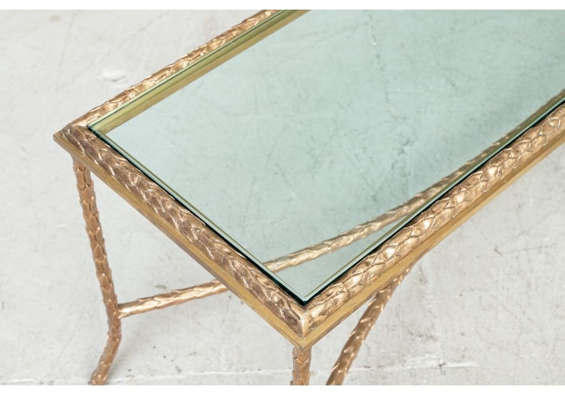 Mid-20th Century Fine Maison  Baguès Bronze Leaf Pattern Cocktail Table For Sale
