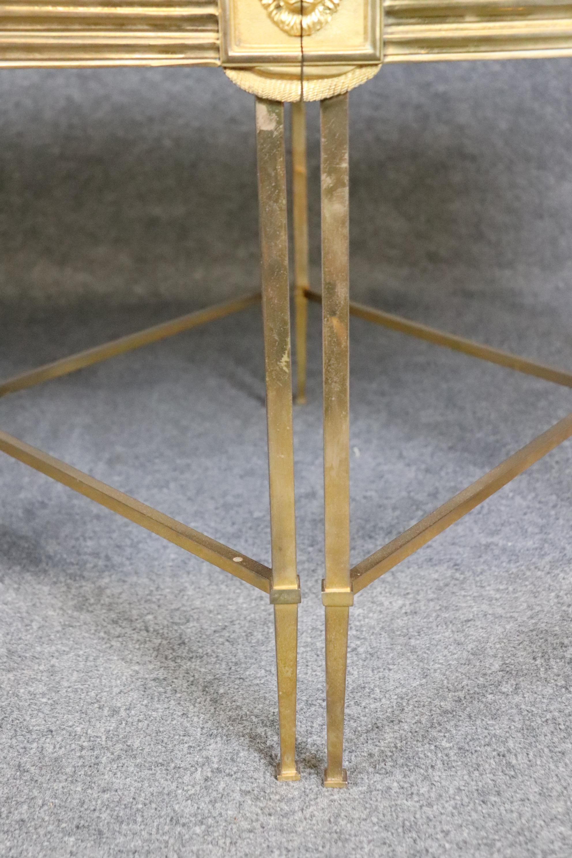 Fine Maison Jansen Attrib. Massivem Messing Spiegel Drei Pieces Bankett Couchtisch im Angebot 1