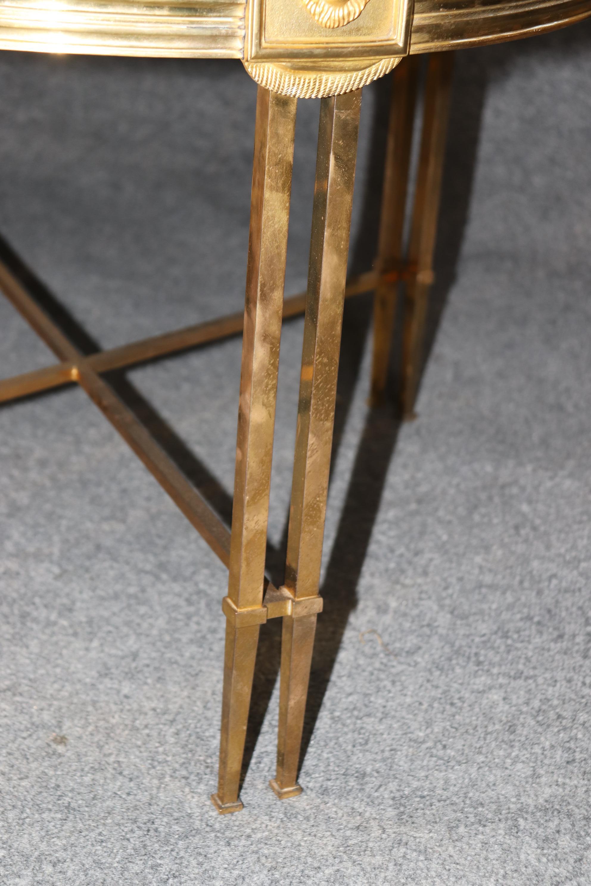 Fine Maison Jansen Attrib. Massivem Messing Spiegel Drei Pieces Bankett Couchtisch im Angebot 2