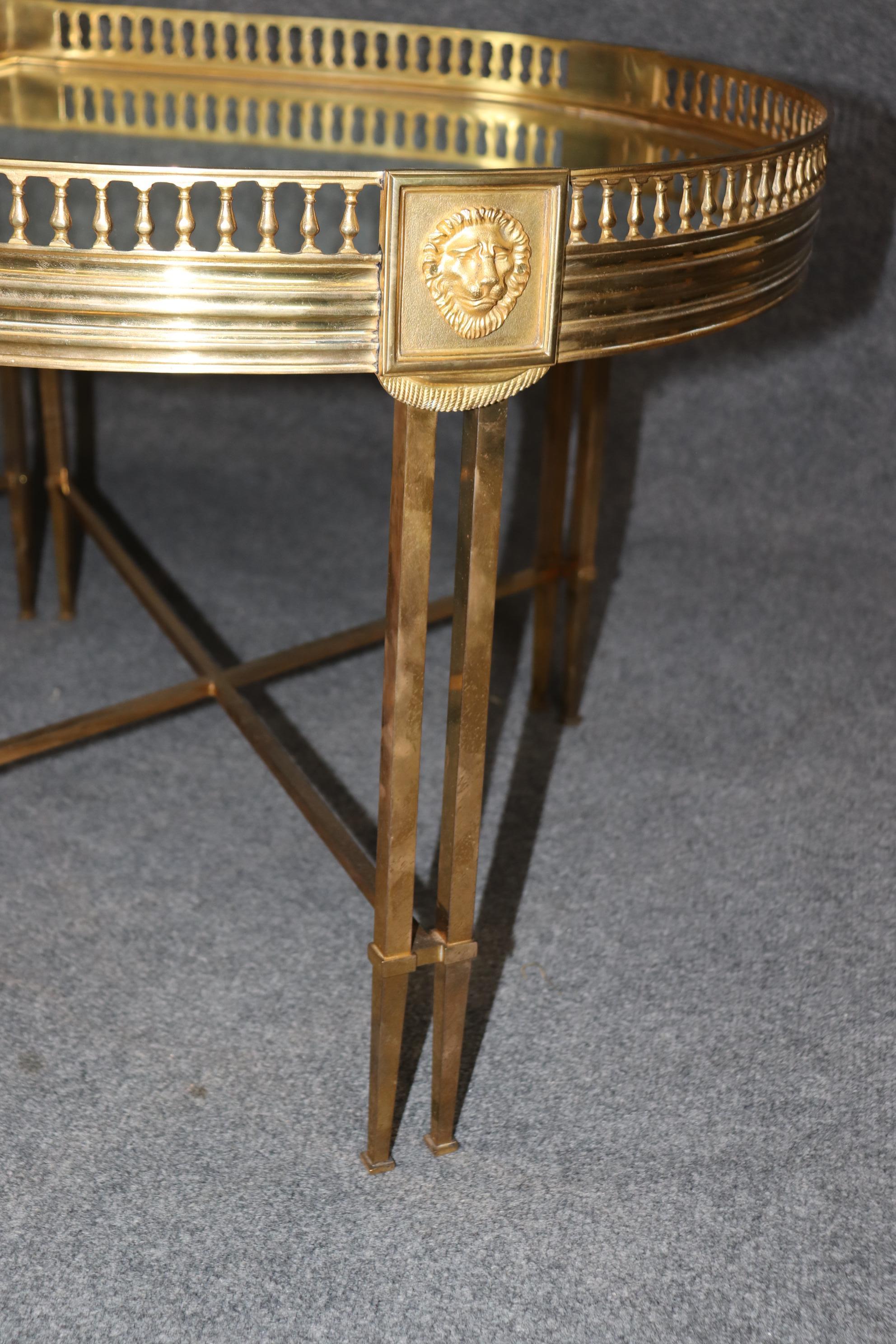 Fine Maison Jansen Attrib. Massivem Messing Spiegel Drei Pieces Bankett Couchtisch im Angebot 3