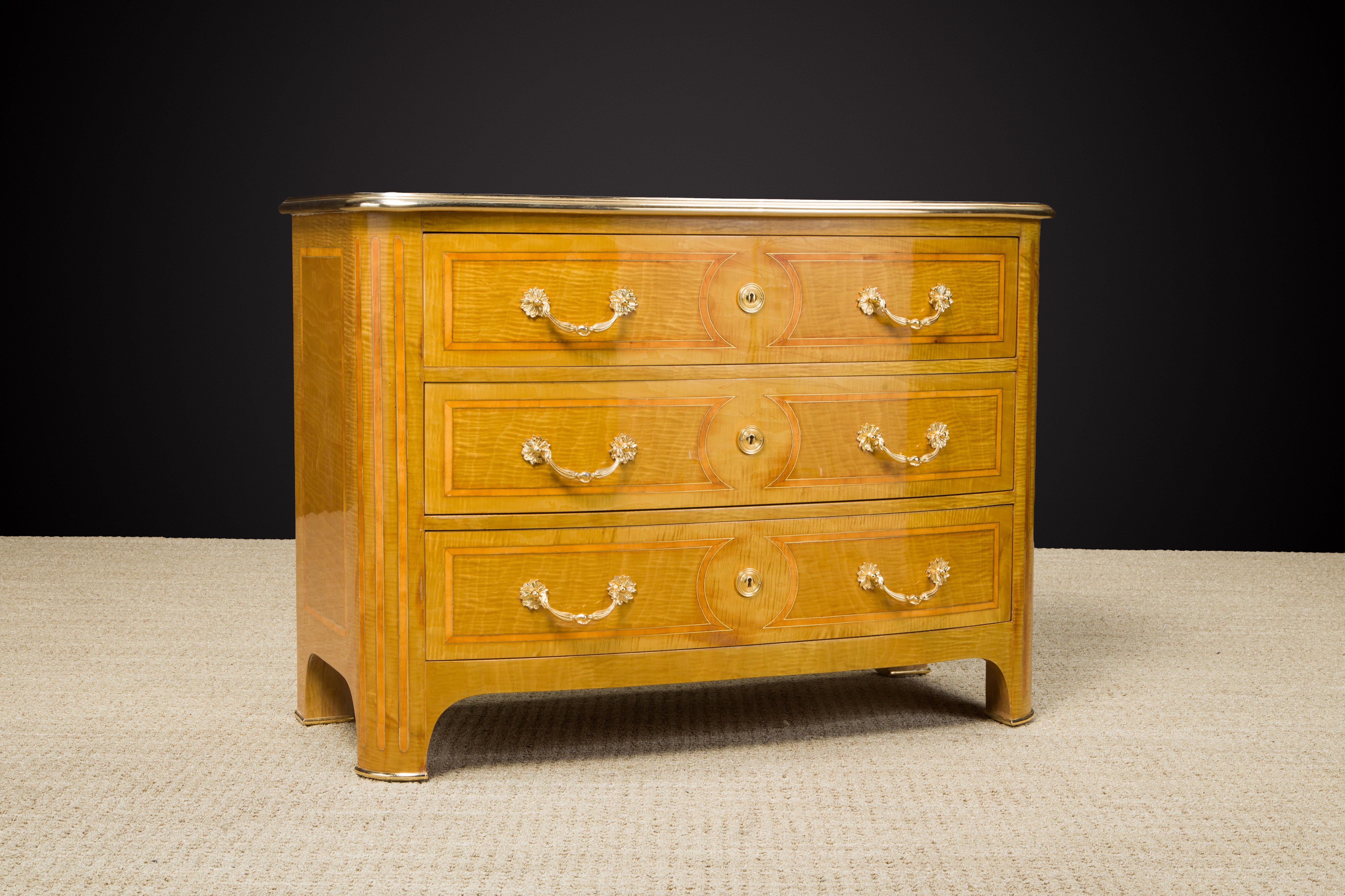 Fine Maison Jansen Brass Inlay and Exotic Marquetry Regency Commode, c. 1960s For Sale 1