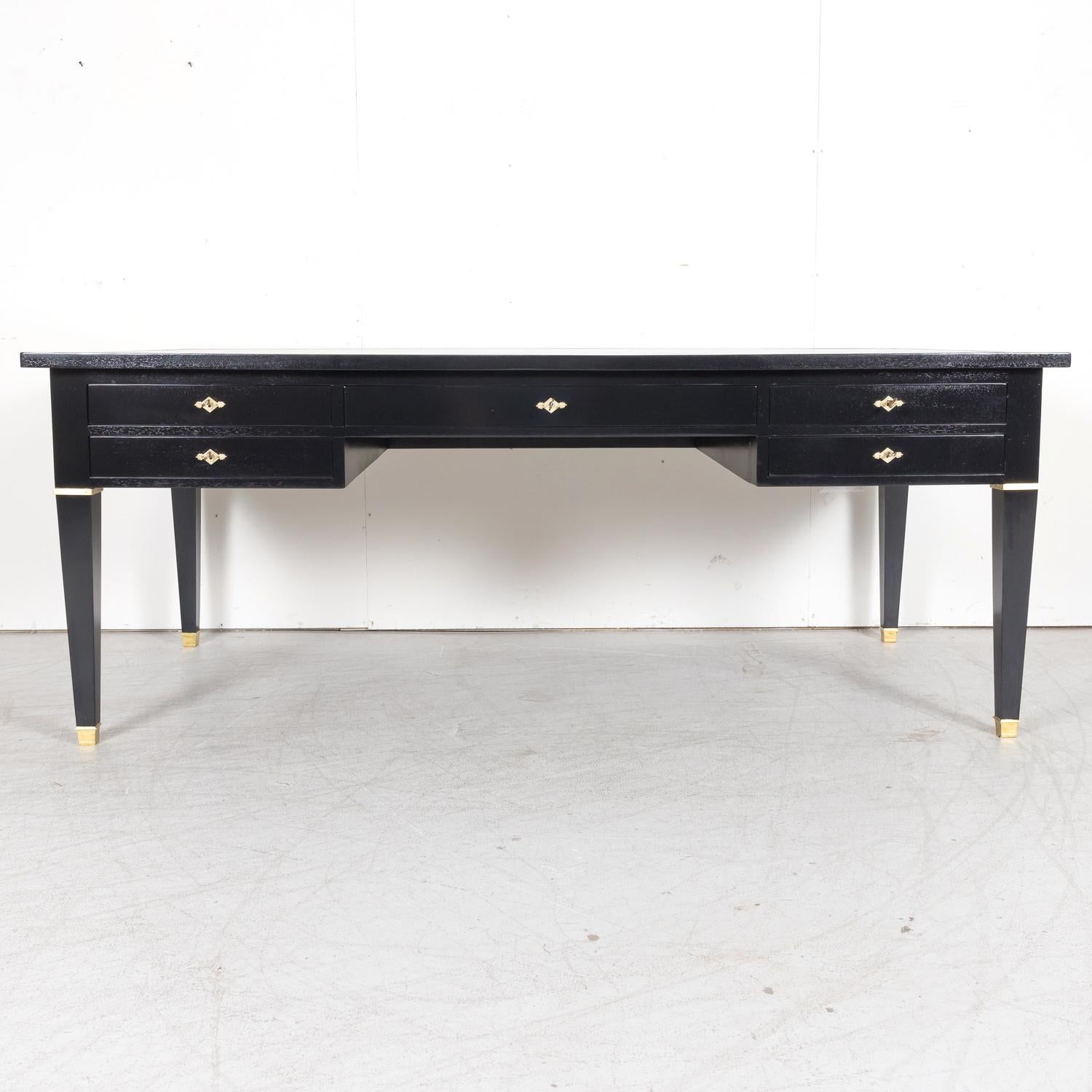 Fine Maison Jansen French Louis XVI Style Ebonized Bureau Plat or Desk In Good Condition In Birmingham, AL