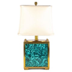 Belle lampe de bureau en fausse malachite de Maitland-Smith