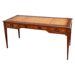 Fine Maitland - Smith French Regency Style Burled Mahogany Leather Top Desk