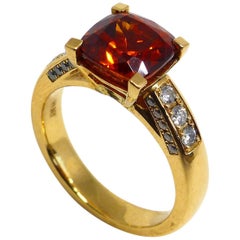 Fine Mandarin Garnet and Diamonds 18 Karat Rose Gold Ring
