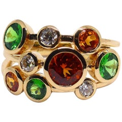 Fine Mandarine Garnet Tsavorite Diamond 18 Karat Rose Gold Ring