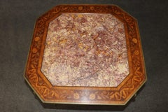 Fine Marble and Inlaid Walnut Rams French Louis XV Bronze Mounted Accent Table