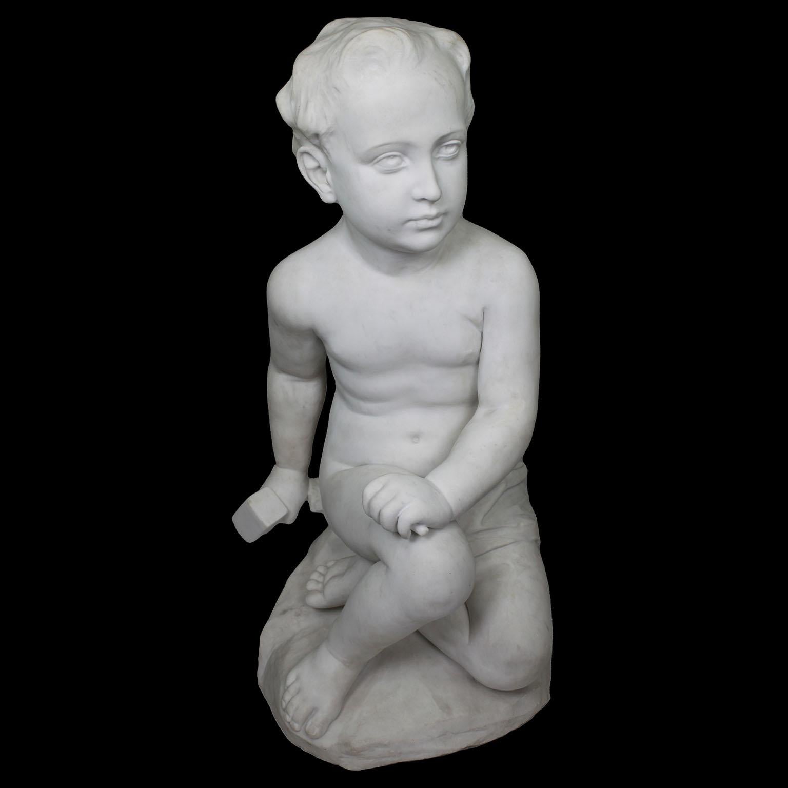 A Charming French White Marble Sculpture of 