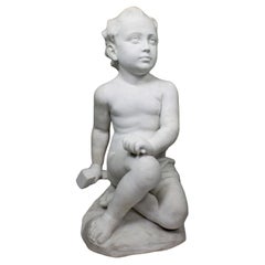 Antique Fine Marble Sculpture of "The Young Sculptor Boy" - Attr. Adrien Étienne Gaudez