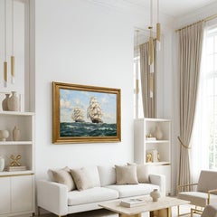 Fine Maritime Seascape Painting of American Clipper Ships by Henry Scott