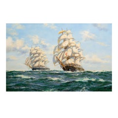 Fine Maritime Seascape Painting of American Clipper Ships by Henry Scott