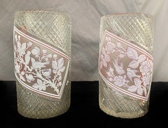 Fine Matched Pair of 19th Century Thomas Webb and Sons Cameo Crystal Art Vases