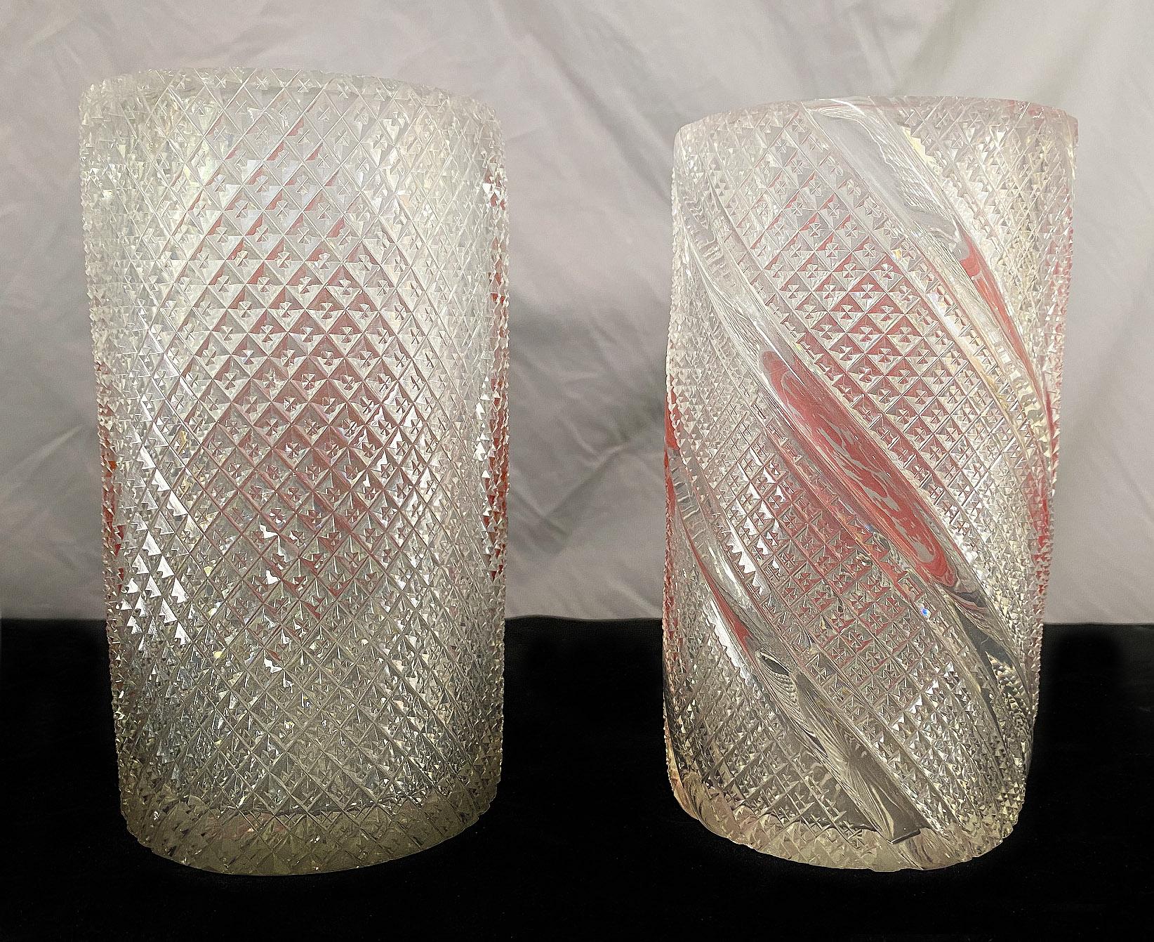 Etched Fine Matched Pair of 19th Century Thomas Webb and Sons Cameo Crystal Art Vases For Sale