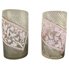 Fine Matched Pair of 19th Century Thomas Webb and Sons Cameo Crystal Art Vases