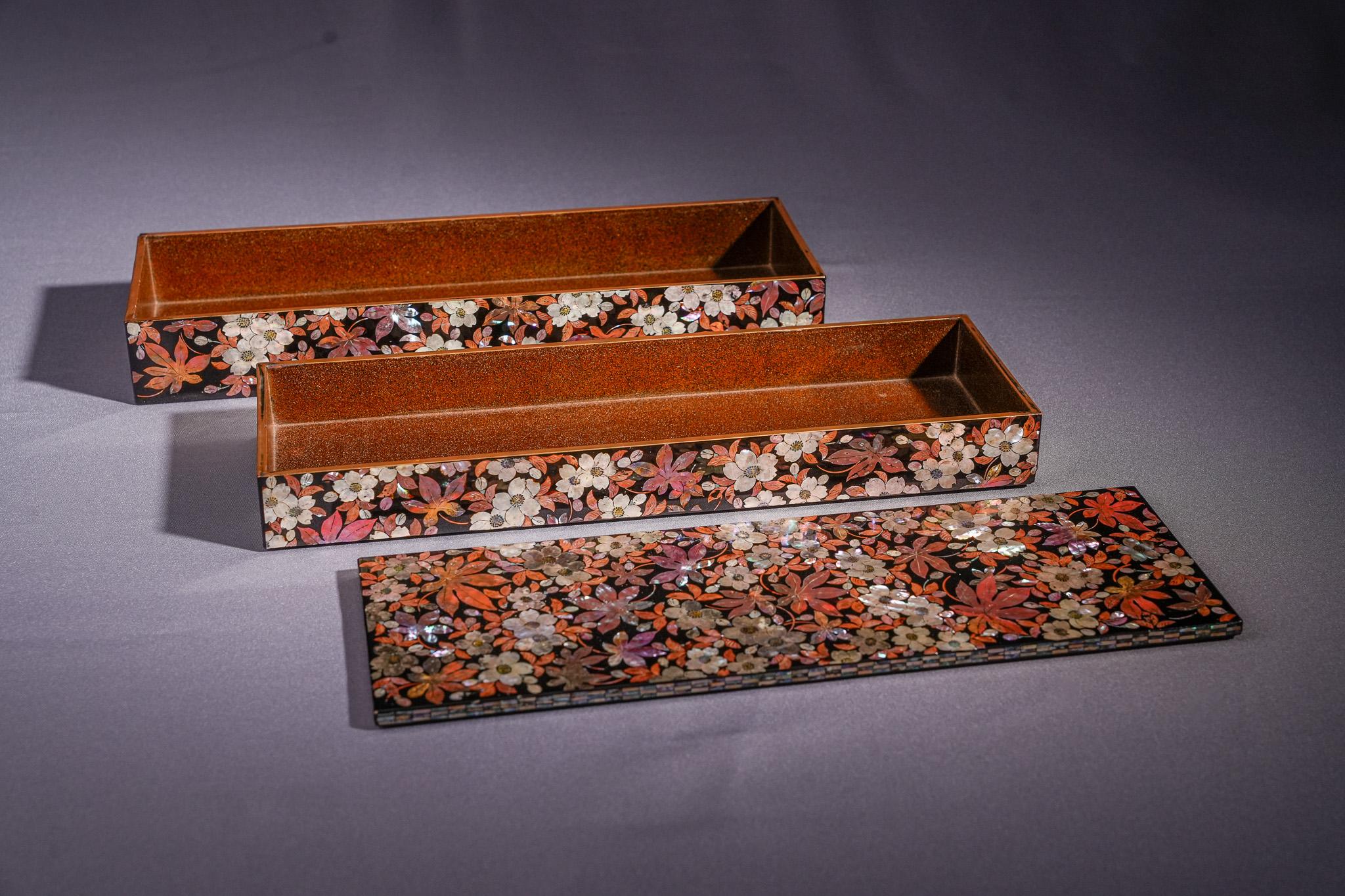 Feine Lackdose mit Perlmutt-Intarsien aus der Meiji-Zeit im Zustand „Gut“ im Angebot in Taichung, TW