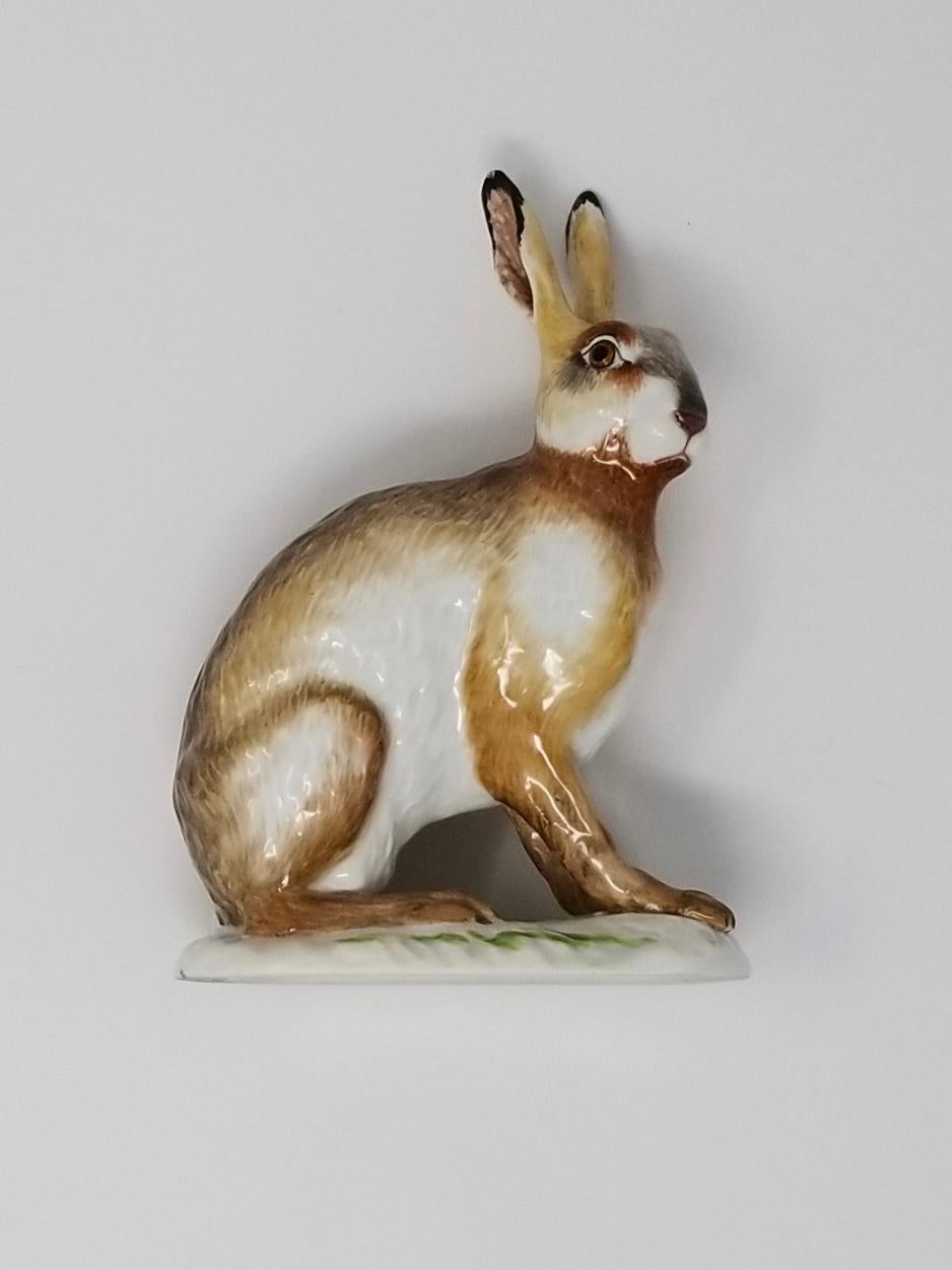 Hand-Painted Fine Meissen Porcelain Figure of a Rabbit after a Model by J. J. Kandler For Sale