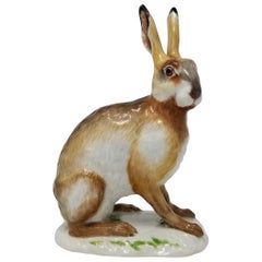 Vintage Fine Meissen Porcelain Figure of a Rabbit after a Model by J. J. Kandler