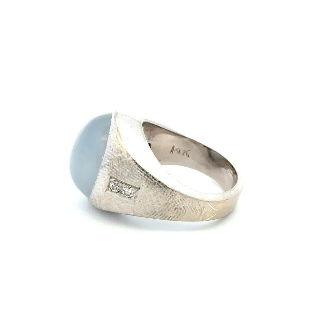 Feiner Herrenring 18 Karat Grau Blauer Stern Saphir und Diamant Gold Vintage By für Damen oder Herren im Angebot