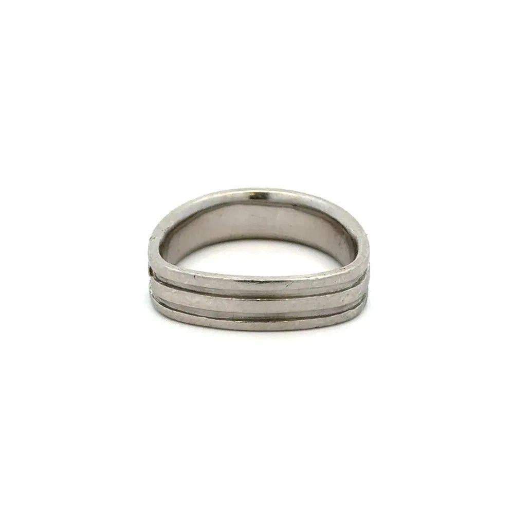 Men's Fine Men’s Coffin & Trout Designer Ribbed Platinum Wedding Band Ring For Sale
