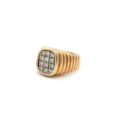 Fine Men’s Diamond Gold Step Up Dome Vintage Ring Estate Fine Jewelry