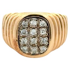 Fine Men’s Diamond Gold Step Up Dome Vintage Ring Estate Fine Jewelry