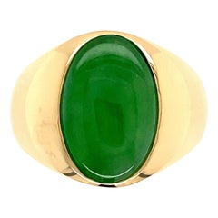 Fine Men’s Jadeite Jade Gold Ring Estate Fine Jewelry