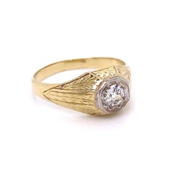 Fine Men’s Old European Cut Diamond Art Deco Gold Ring Estate Fine Jewelry