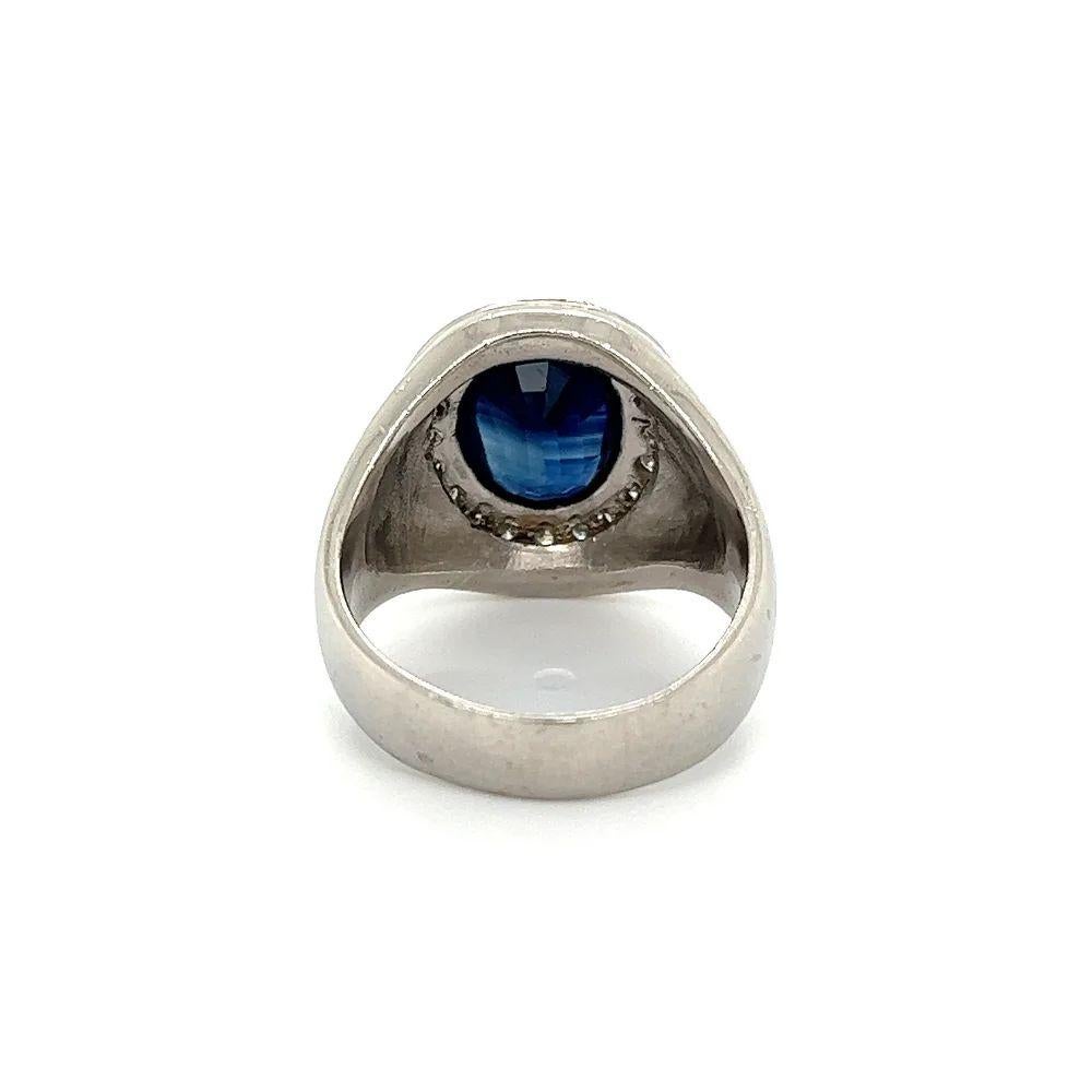 Fine Men's Vintage 5,64 Karat Saphir GIA und Diamant-Platin-Ring im Zustand „Hervorragend“ im Angebot in Montreal, QC