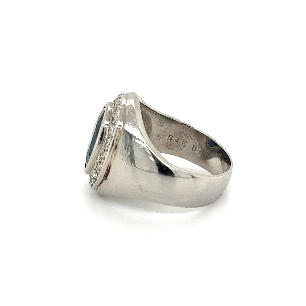 Fine Men's Vintage 5,64 Karat Saphir GIA und Diamant-Platin-Ring Herren im Angebot