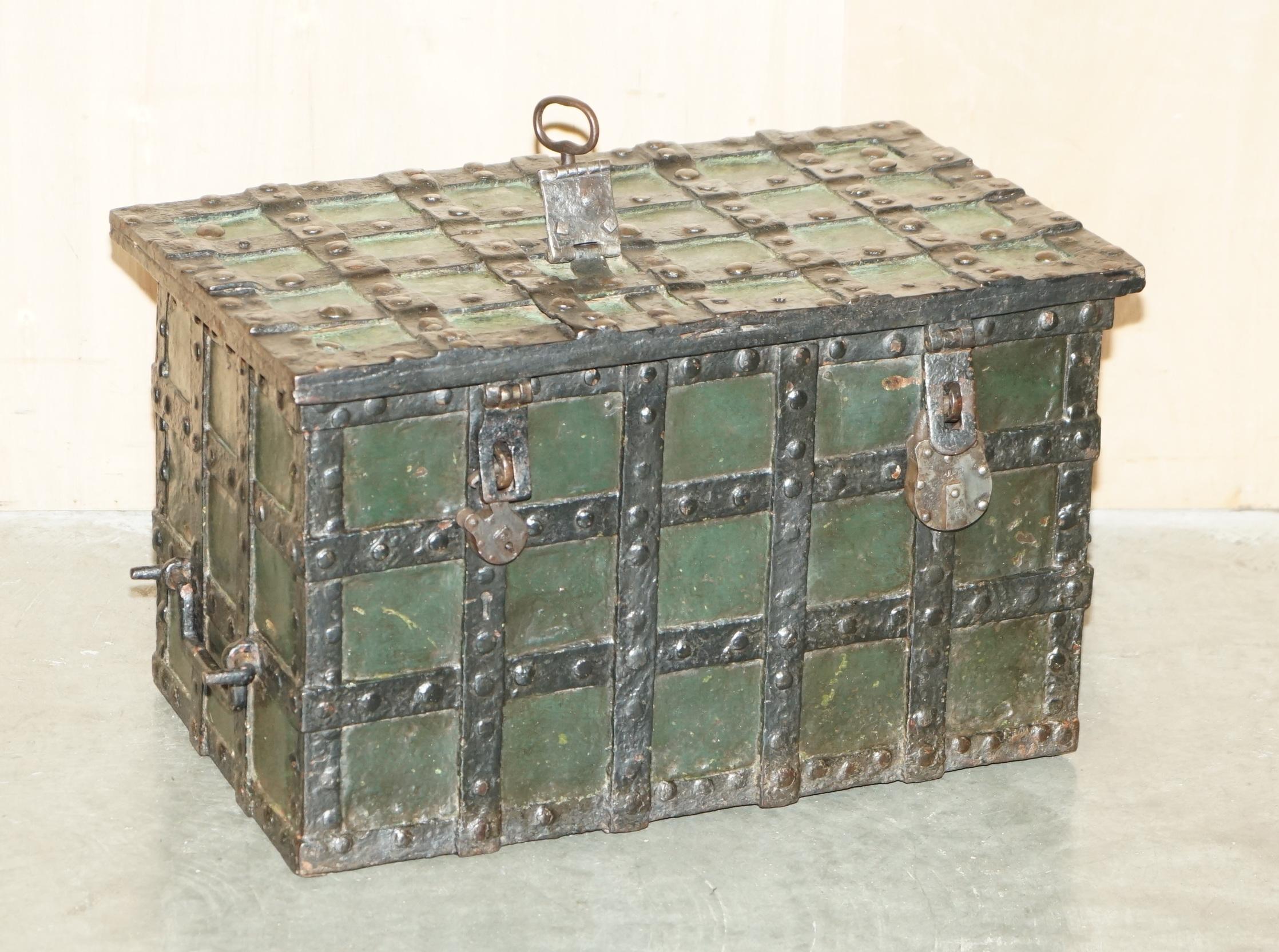 Royal House Antiques

Royal House Antiques is delighted to offer for sale this stunning, mid 17th century German Wrought Iron painted safe chest with the original key 

Please note the delivery fee listed is just a guide, it covers within the M25