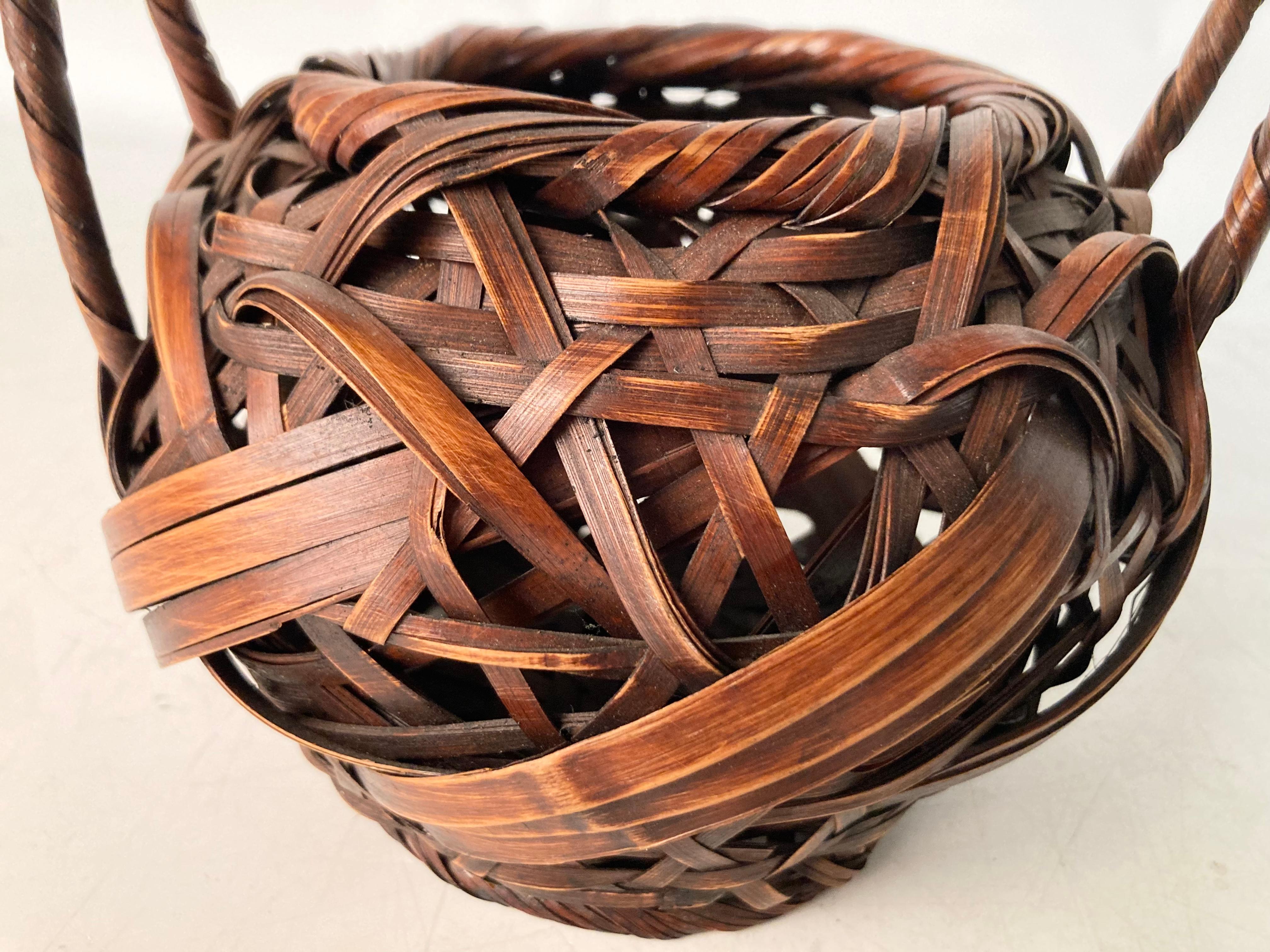 Fine Mid 20th C. Japanese Bamboo Ikebana Basket 4