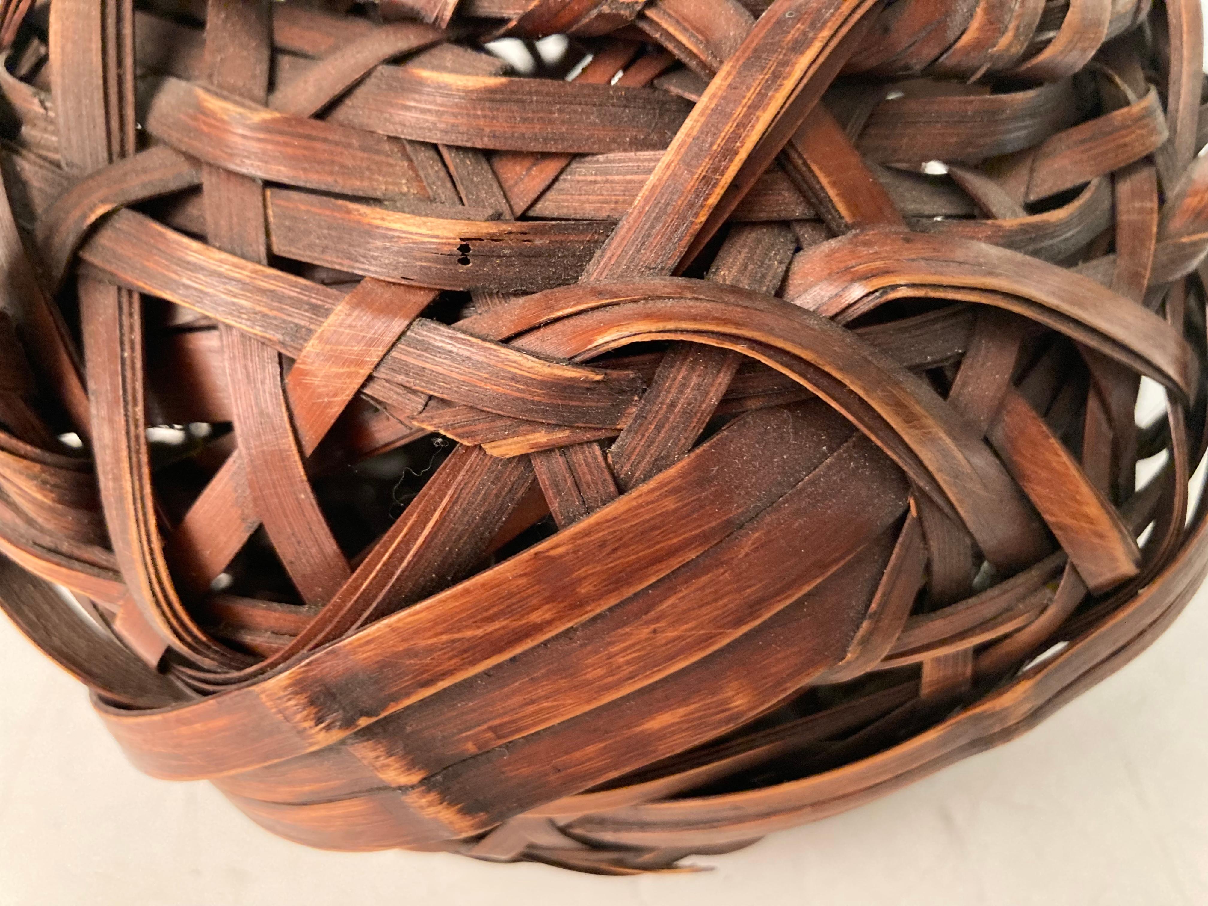 Fine Mid 20th C. Japanese Bamboo Ikebana Basket 6