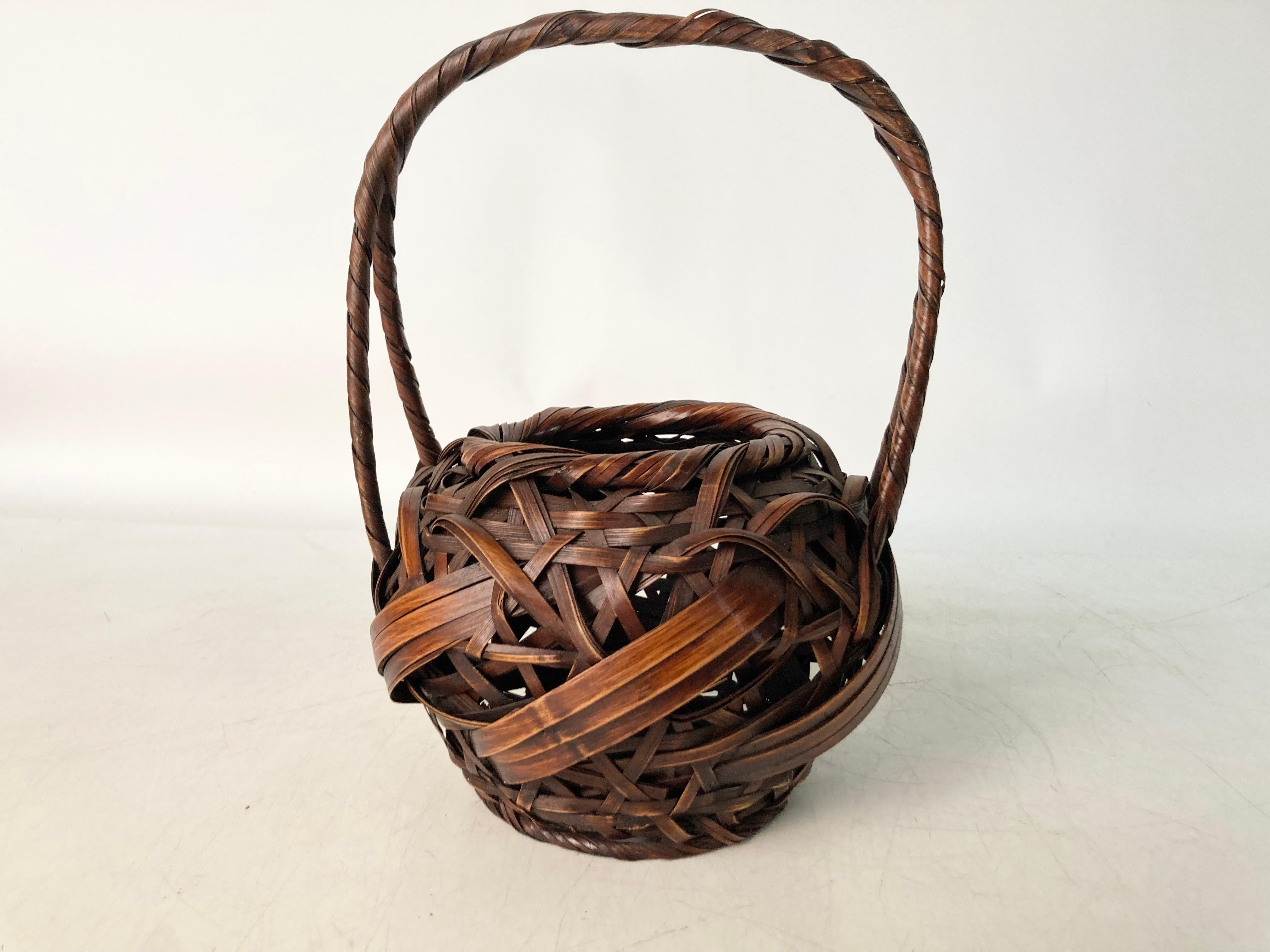 20th Century Fine Mid 20th C. Japanese Bamboo Ikebana Basket
