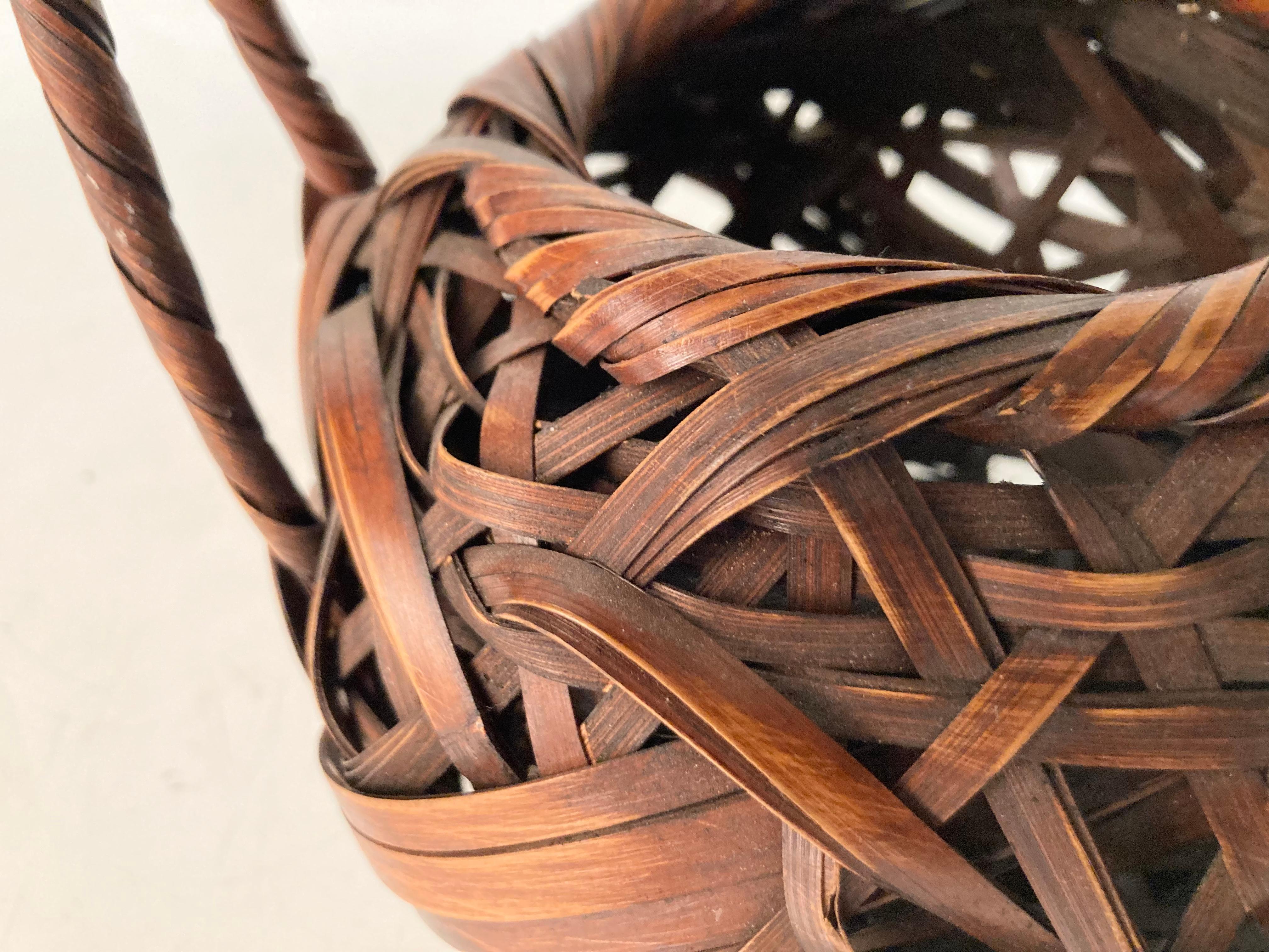 Fine Mid 20th C. Japanese Bamboo Ikebana Basket 2