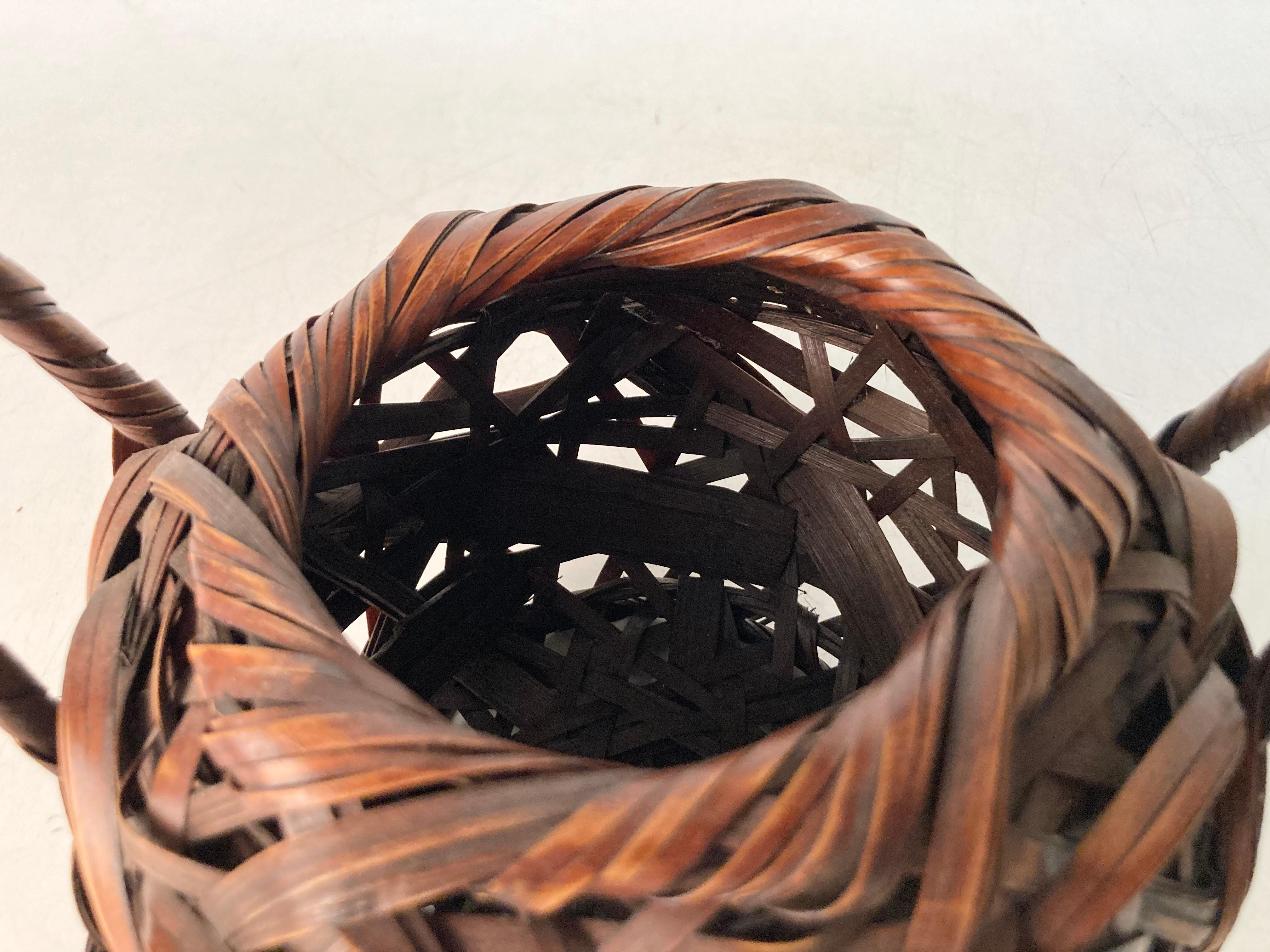 Fine Mid 20th C. Japanese Bamboo Ikebana Basket 3