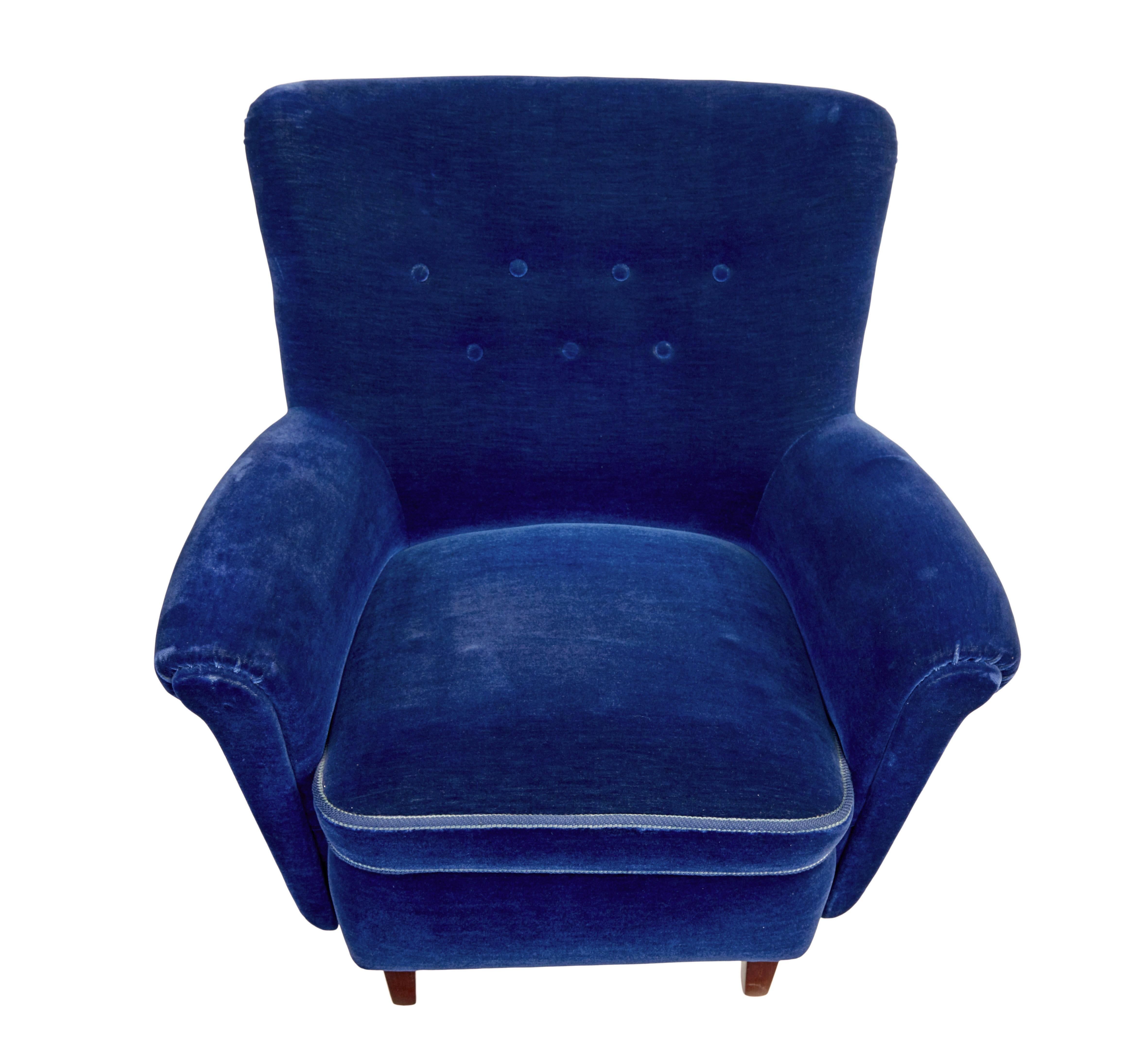Feine blaue 3er Garnitur aus der Mitte des 20. im Angebot 3