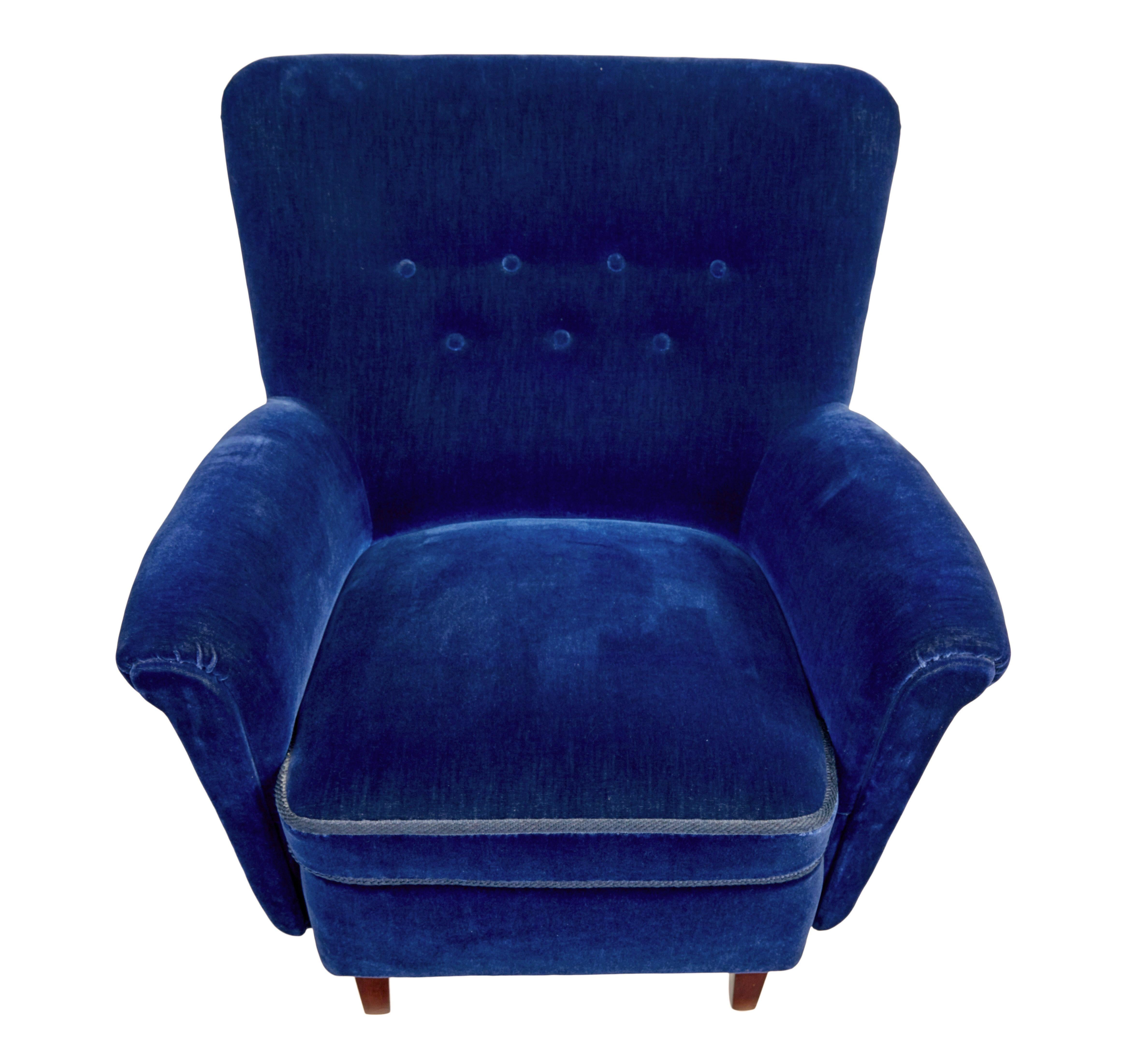 Feine blaue 3er Garnitur aus der Mitte des 20. im Angebot 4