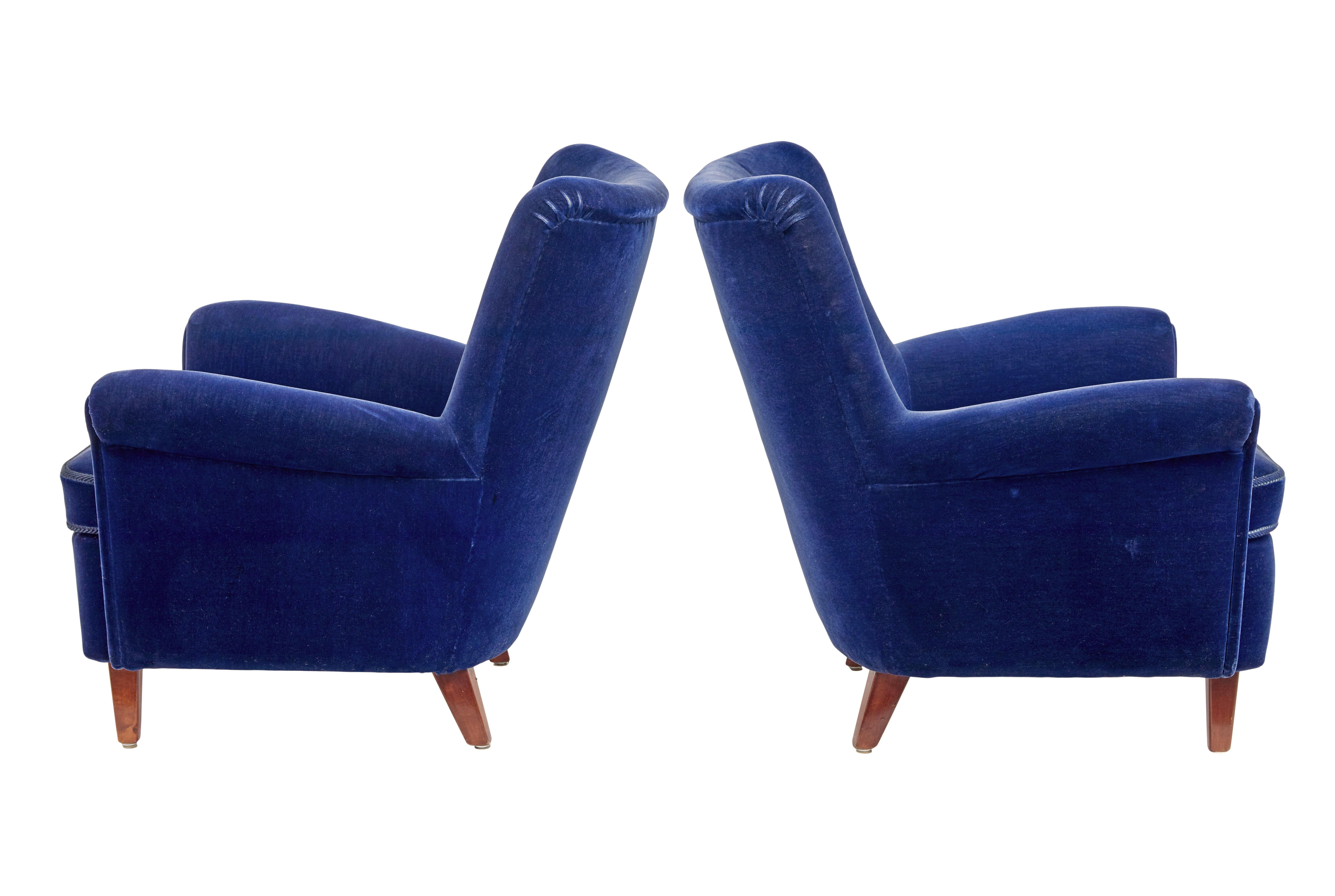 Mid-Century Modern Fine mid 20th century blue 3 piece suite For Sale
