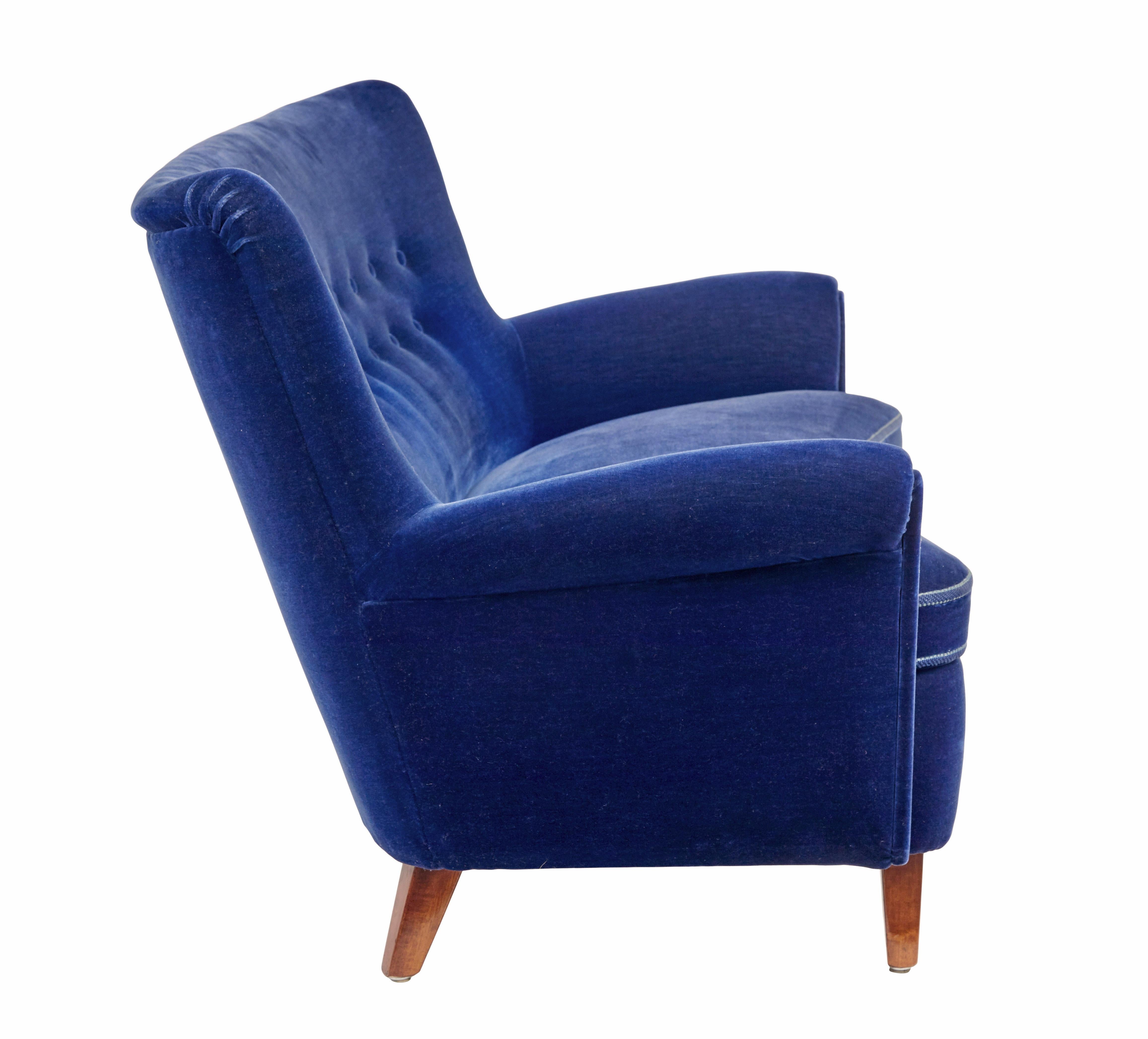 Tissu Ensemble 3 pièces bleu du milieu du 20e siècle en vente