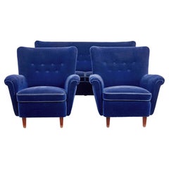Fine mid 20th century blue 3 piece suite