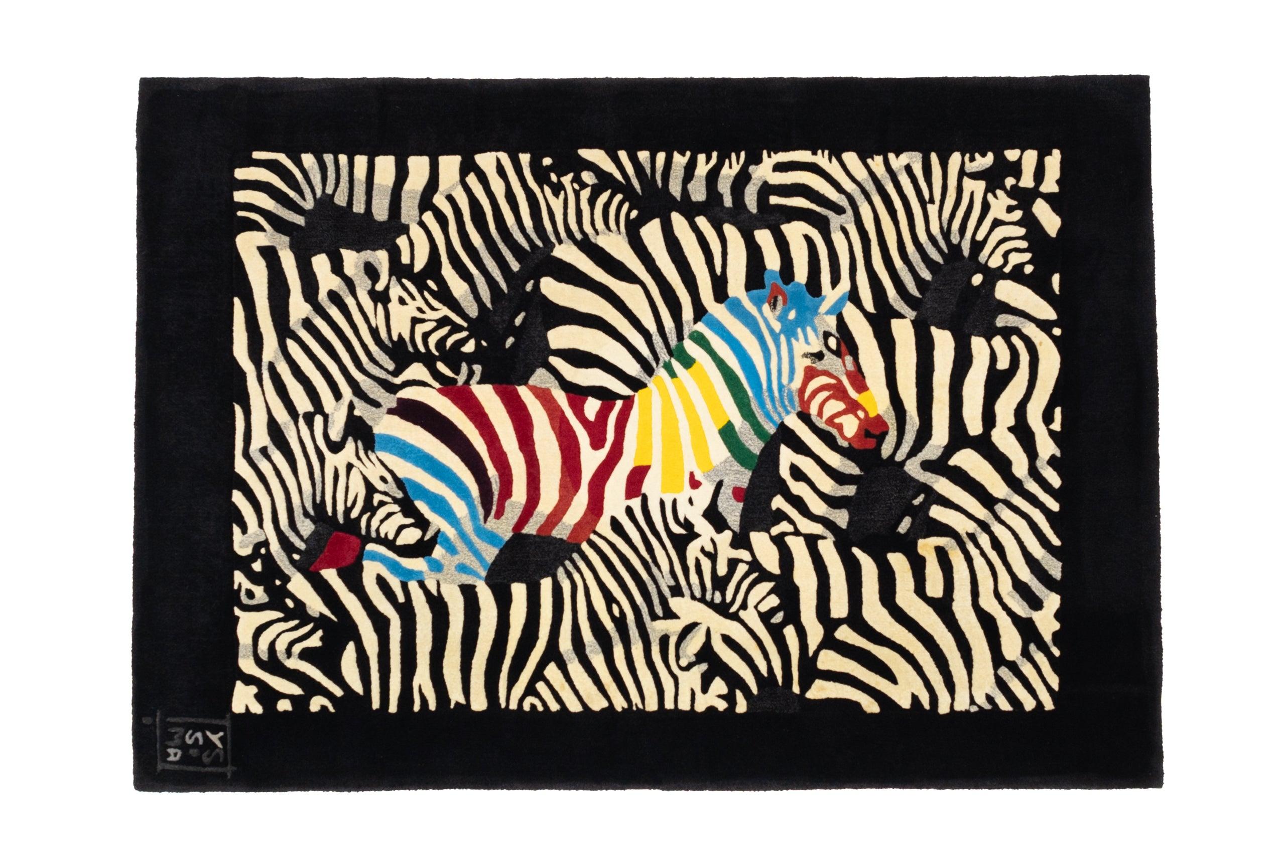 French Fine Mid Century Artistic Rug Signed by Artist Yssima Nini Ferrucci 5’7