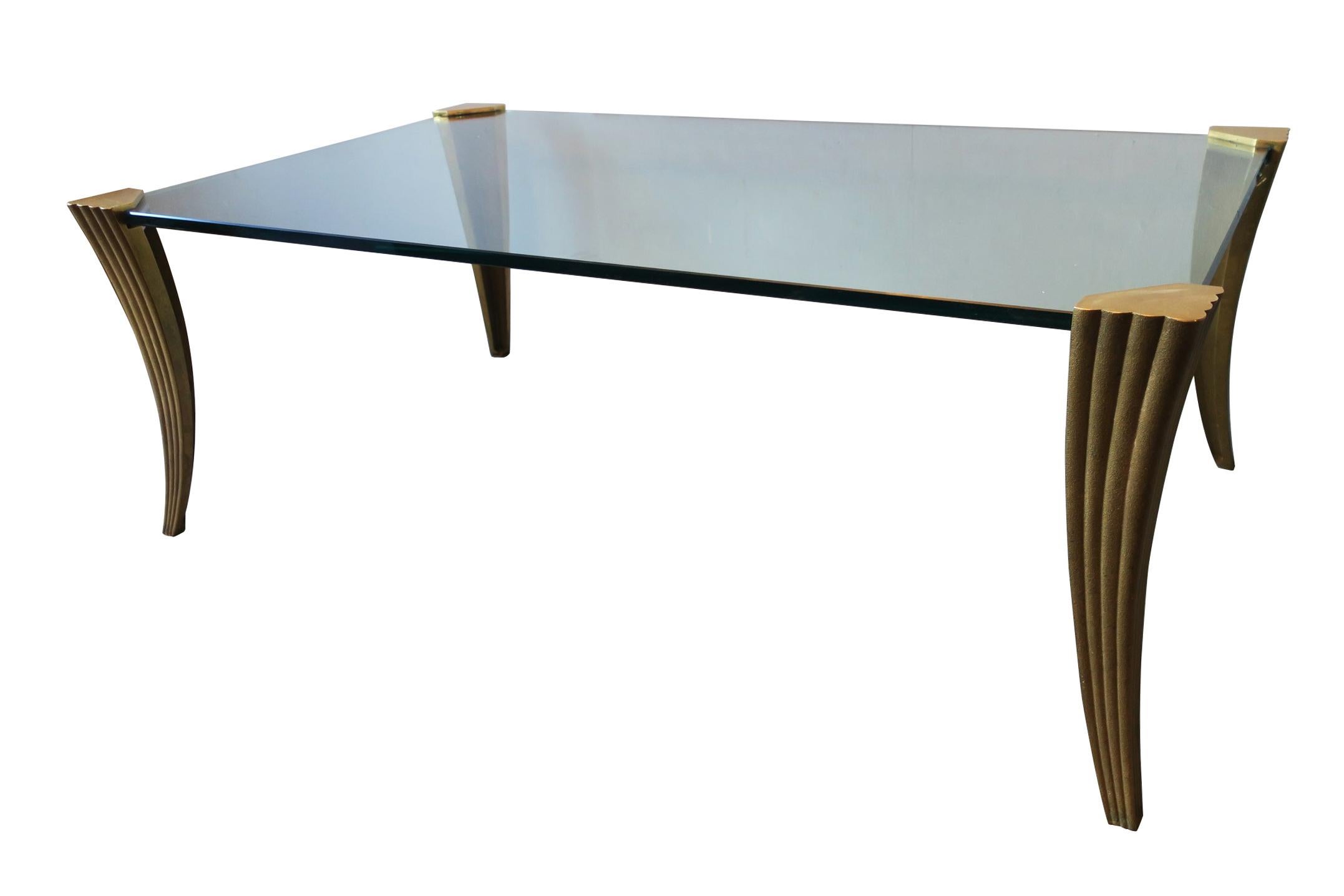 Fine Mid-Century Brass and Glass Coffee Table  In Good Condition For Sale In Berlin, DE