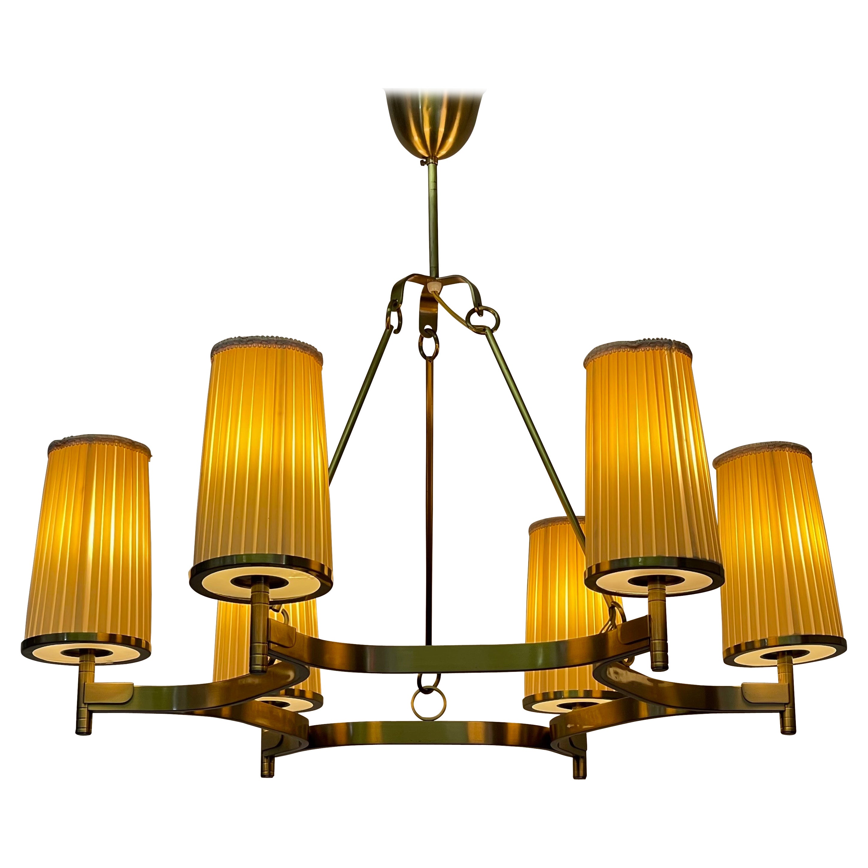 Lampadario in ottone di metà secolo, anni '50 circa