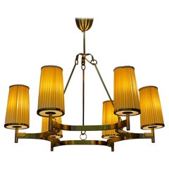 Lampadario in ottone di metà secolo, anni '50 circa