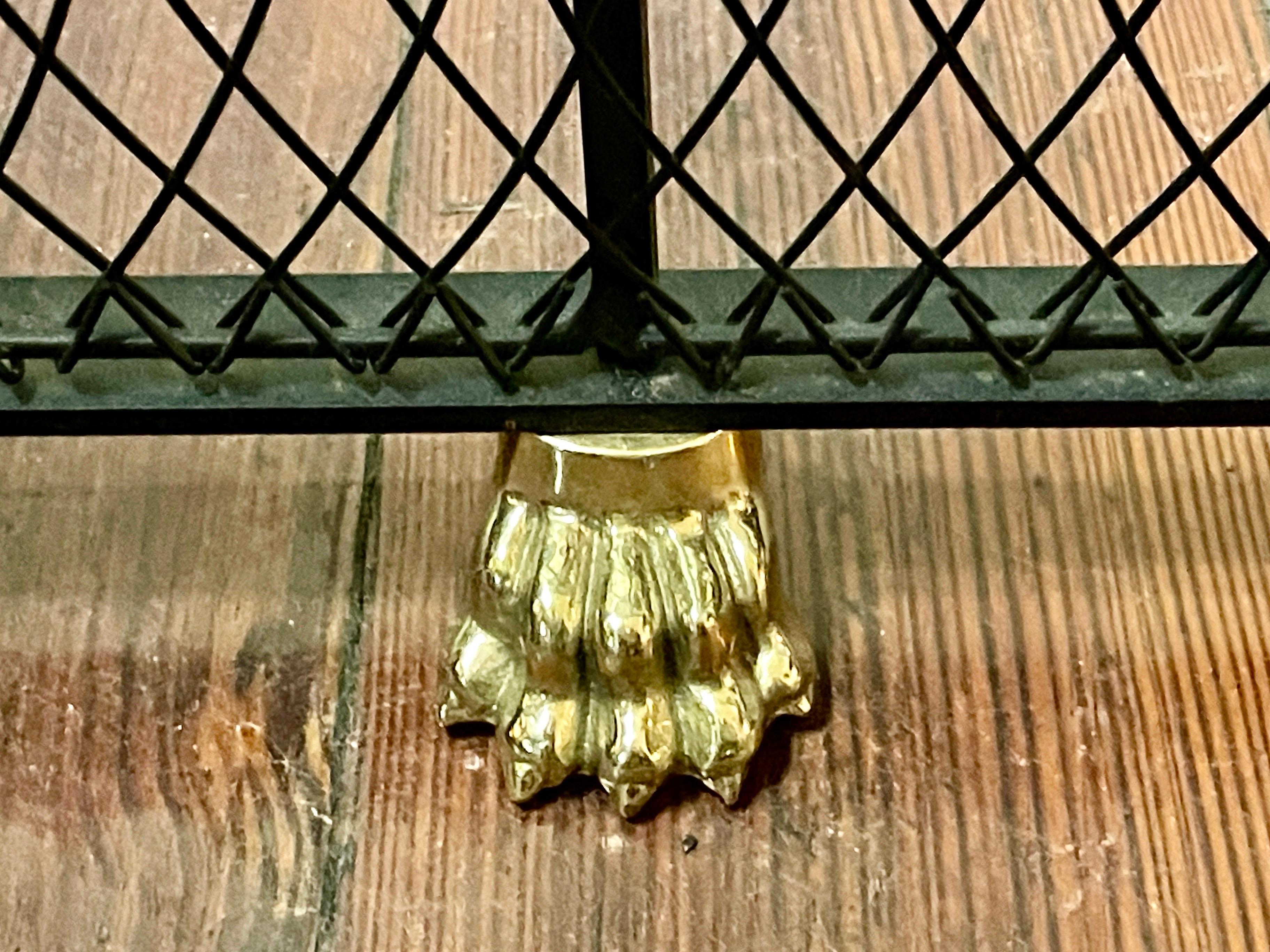 Federal Fine Mid Century Cast Brass and Wirework Old Reprod. Serpentine Fireplace Fender