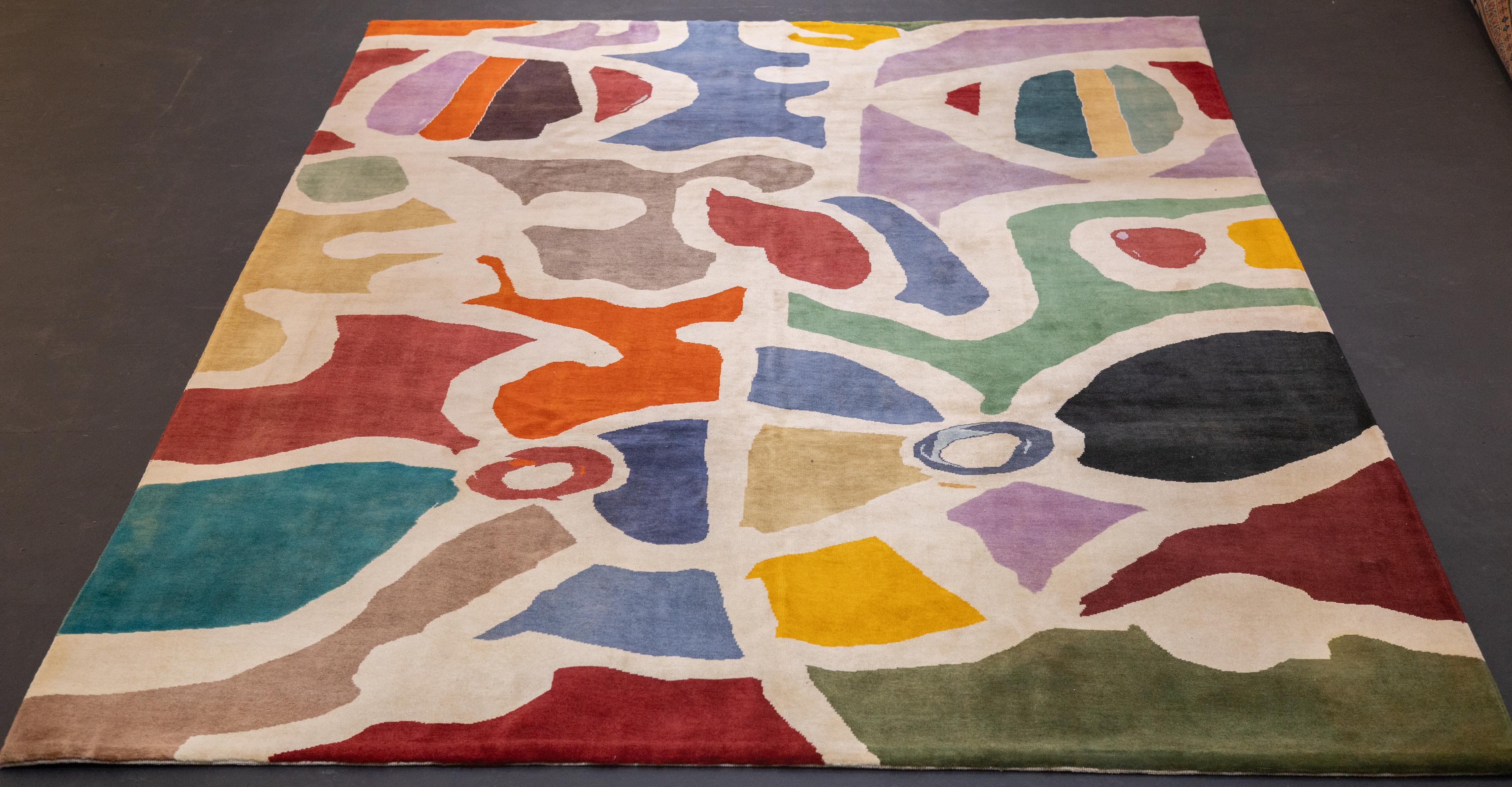 20th Century Fine Mid Century French Artistic Wool Rug 6'6