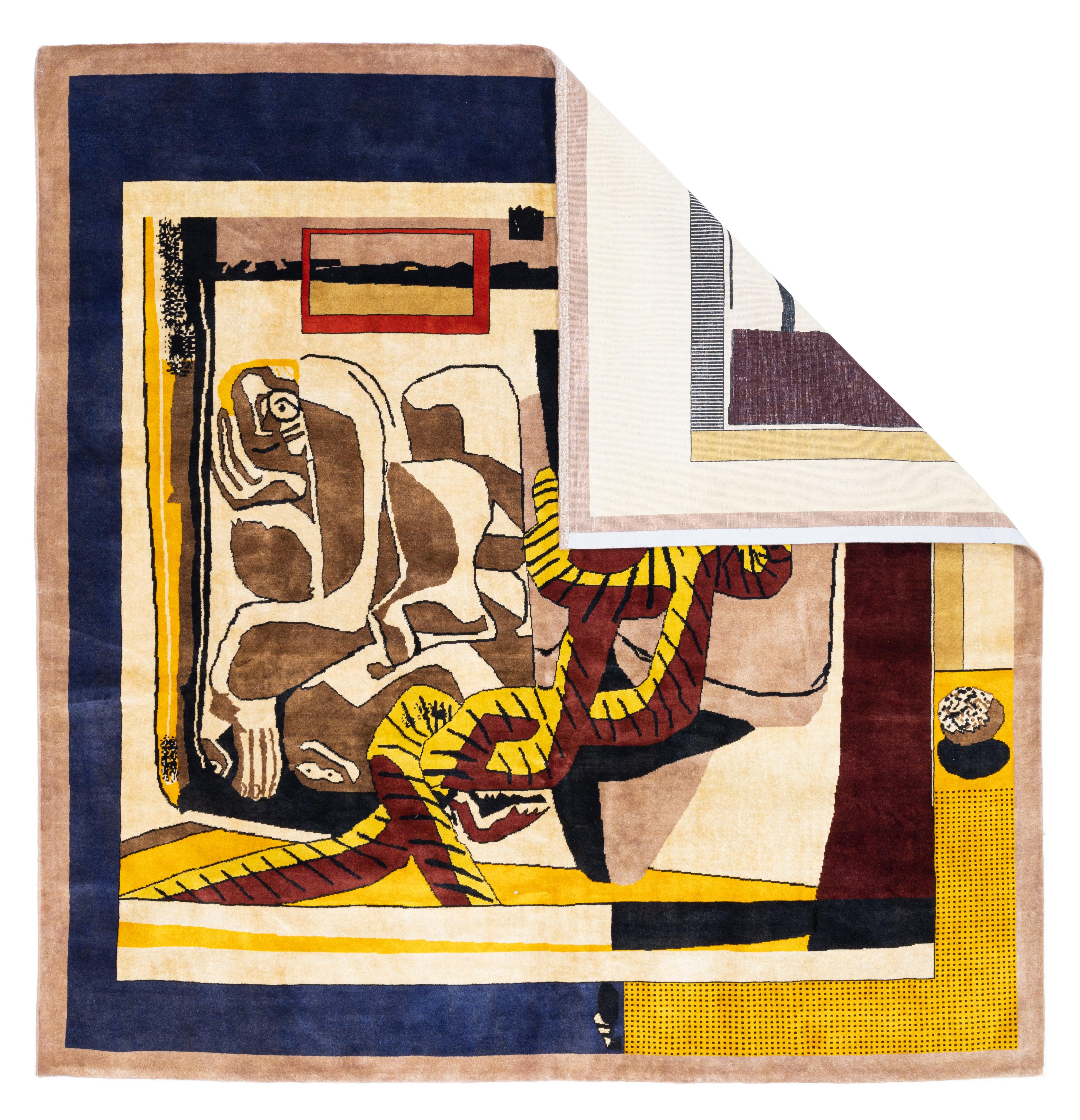 Tappeto in lana Artistics della metà del secolo scorso 8'1'' x 8'2''. In particolare, i pezzi cinesi di dimensioni pari a quelle di una stanza, gli spargimenti, i runner e i pezzi rotondi degli anni '20 e '30 con disegni puramente astratti o cinesi,